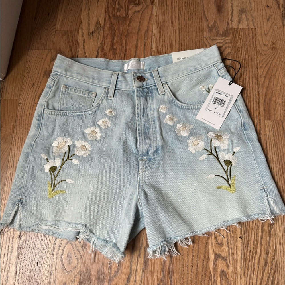 7 For All Mankind Easy Ruby High Rise Denim Cut Off Shorts